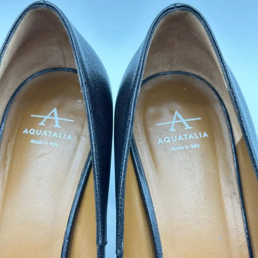 Aquatalia Women's Leather Black Heeled Almond Toe Pumps Size 8.5 - Picture 7 of 9